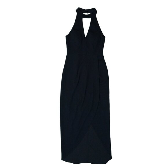 XSCAPE  Black Keyhole Choker Tulip Hem Maxi Cocktail Formal Dress sz 6 - Picture 1 of 6